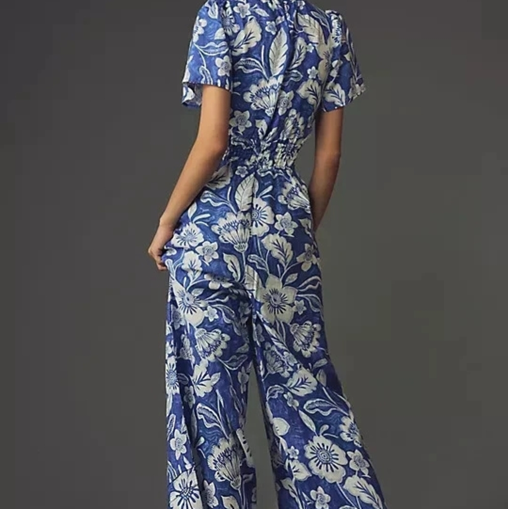 OPEN TO OFFERS Anthropologie The Somerset Wide Leg Linen Jumpsuit Size XS - Picture 2 of 4
